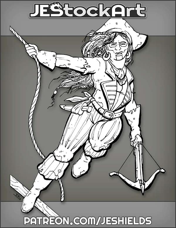Female Pirate with Skull Face Paint and Crossbow by Jeshields