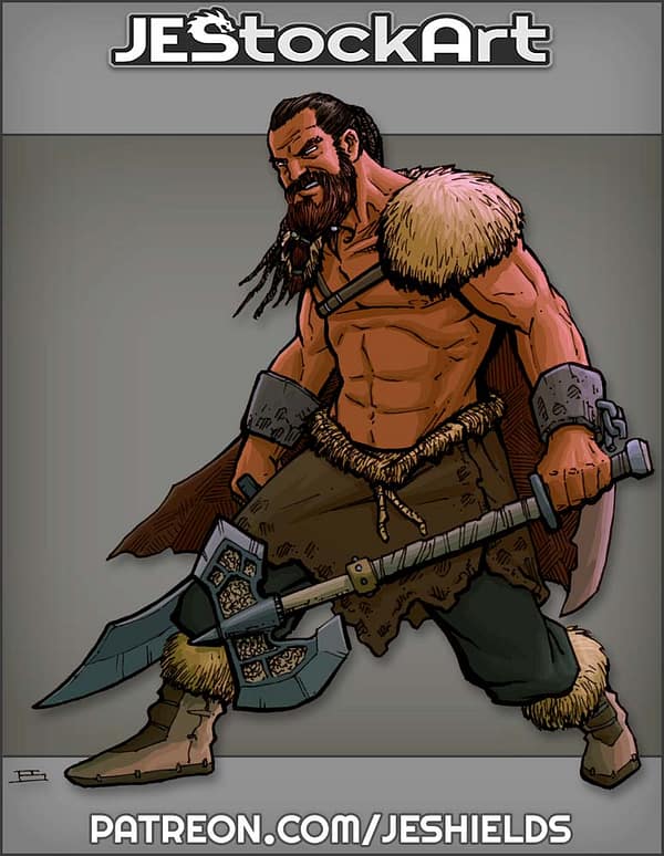 Lithe Barbarian With Scimitar And Axe by Jeshields