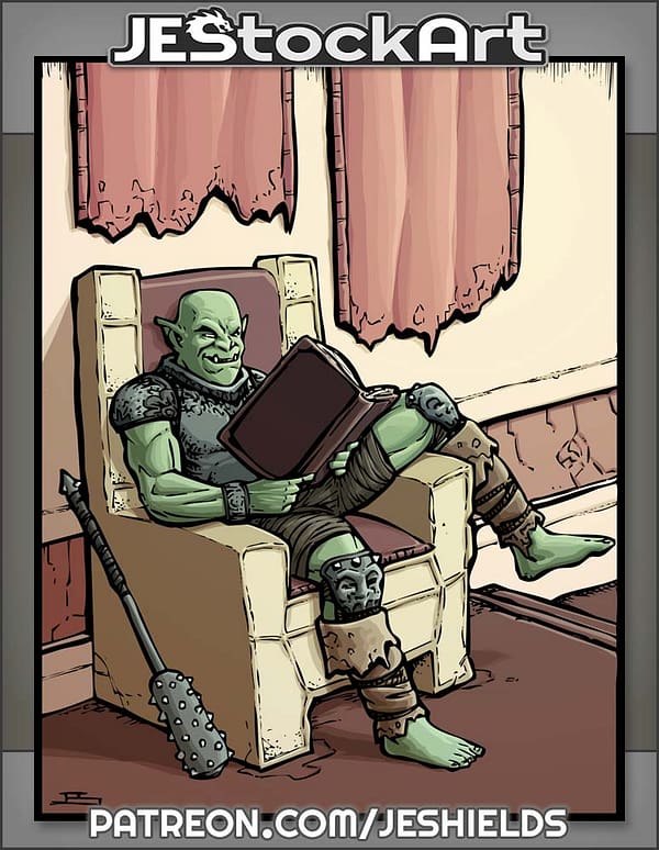 Relaxed Hobgoblin Enjoying Book On Throne by Jeshields