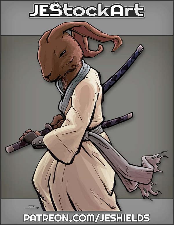 Samurai Rabbit In Gi Drawing A Sword by Jeshields