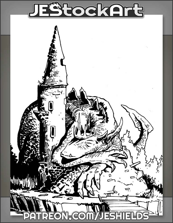 Sleeping Dragon King On Castle Ruins by Jeshields