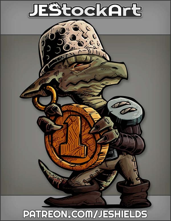 Small Humanoid Dragon With Coin And Thimble Helm by Jeshields