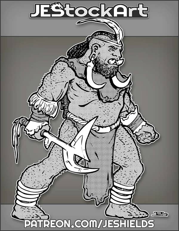 Tusked African Dwarf With Throwing Knife by Jeshields