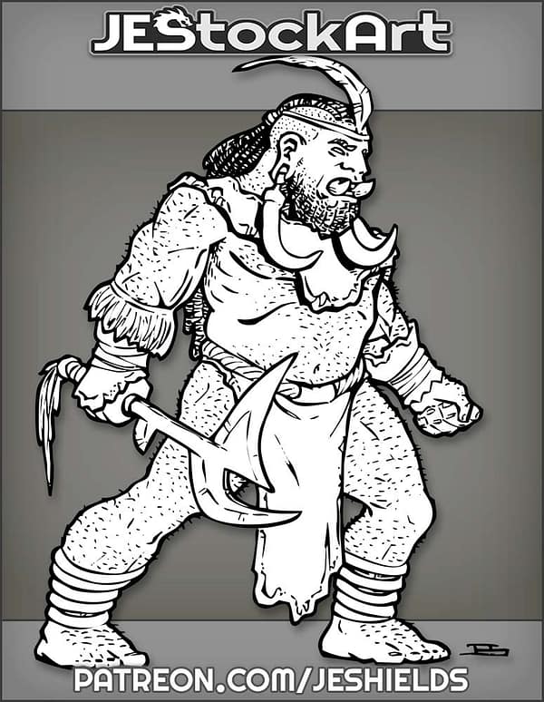 Tusked African Dwarf With Throwing Knife by Jeshields