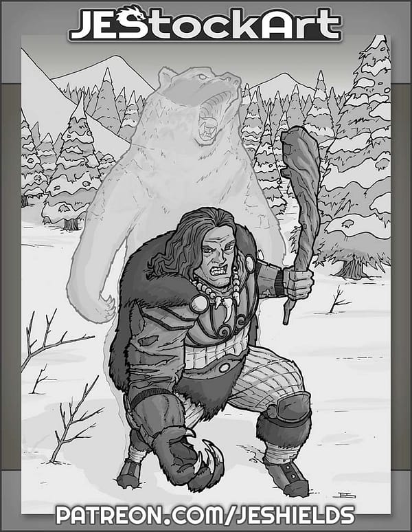 Werebear Barbarian in Snow by Jeshields