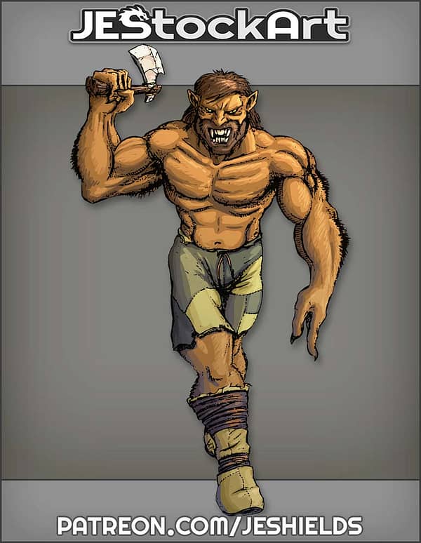 Wolf Man With Stone Ax by Jeshields