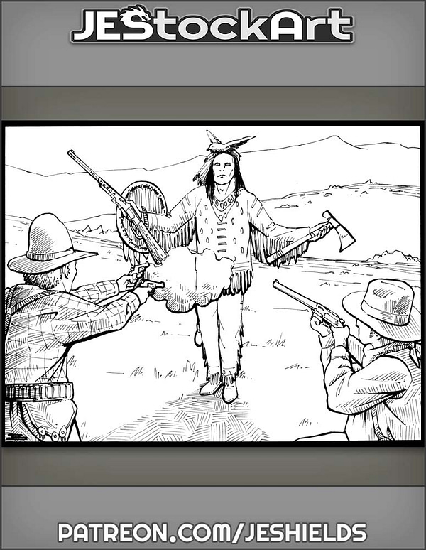 Cowboys Shooting At Indian With Ghost Shirt by Jeshields