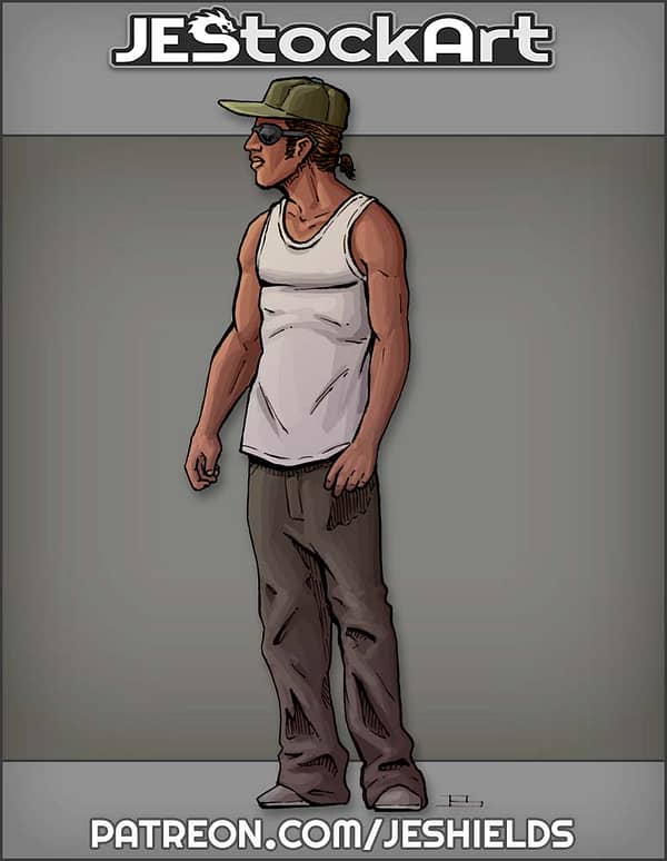 Young Man In Ball Cap And Undershirt by Jeshields
