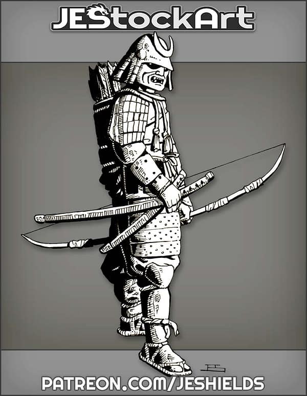 Samurai In Sengoku Armor With Bow by Jeshields