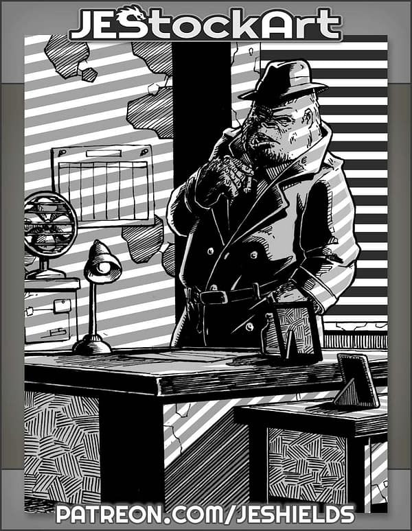 Pulp Noir Gorilla Detective In Office by Jeshields