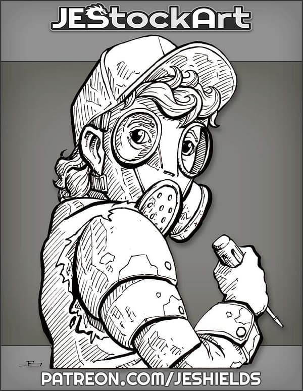 Baseball Kid with Gas Mask and Screwdriver by Jeshields