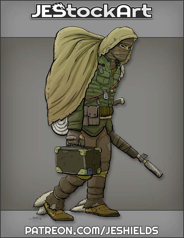 Cloaked Sand Warrior with Rifle and Case by Jeshields