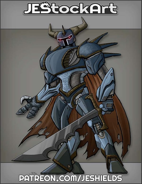 Demon Knight Mecha with Sword and Cape by Jeshields