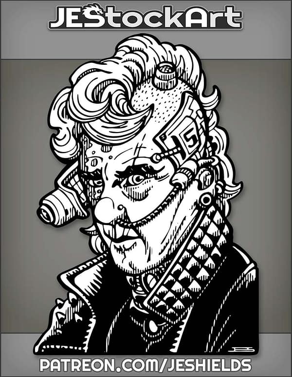 Elderly Cyberpunk Criminal With Nasal Cord And Birthmark by Jeshields