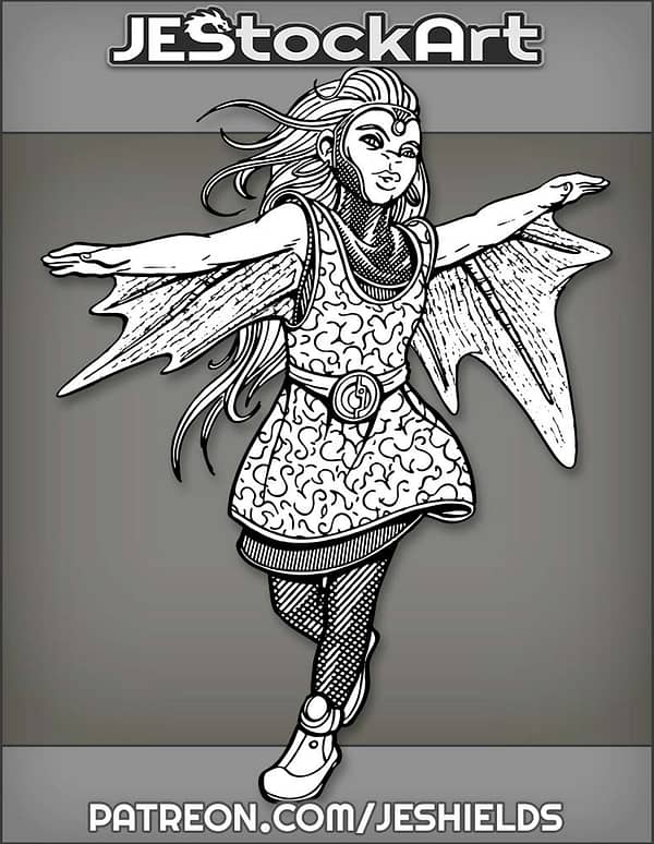 Floating Alien Girl With Long Hair And Thin Wings by Jeshields