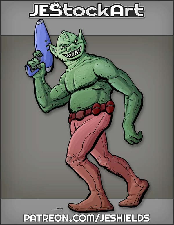 Green Alien Ogre with Blaster by Jeshields