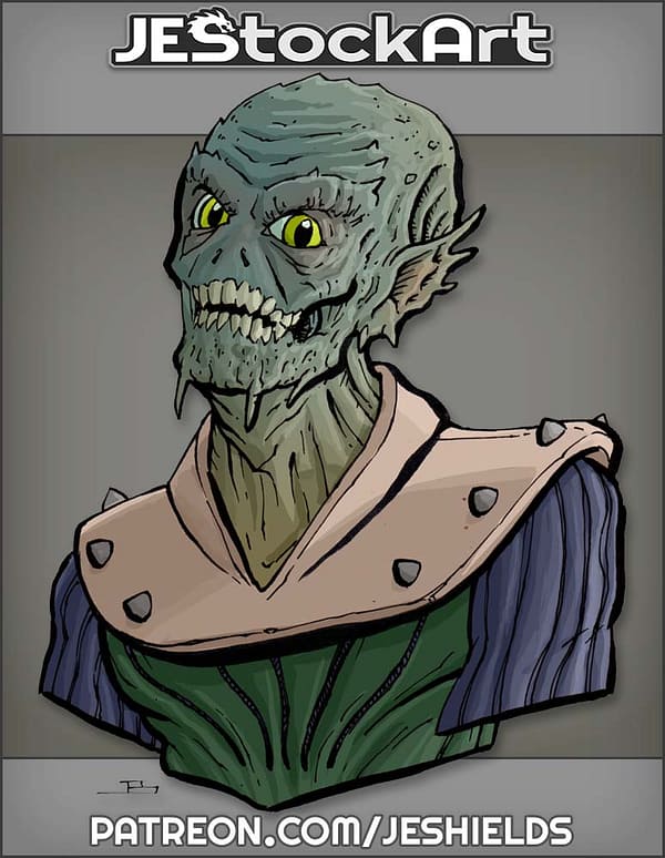 Wrinkled Alien Leader with Skull Face by Jeshields