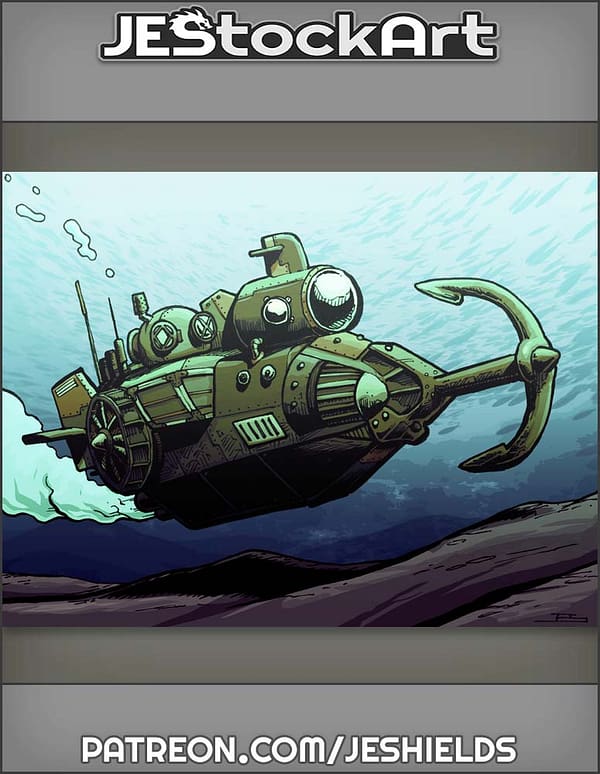 Steampunk Submarine On Ocean Floor by Jeshields