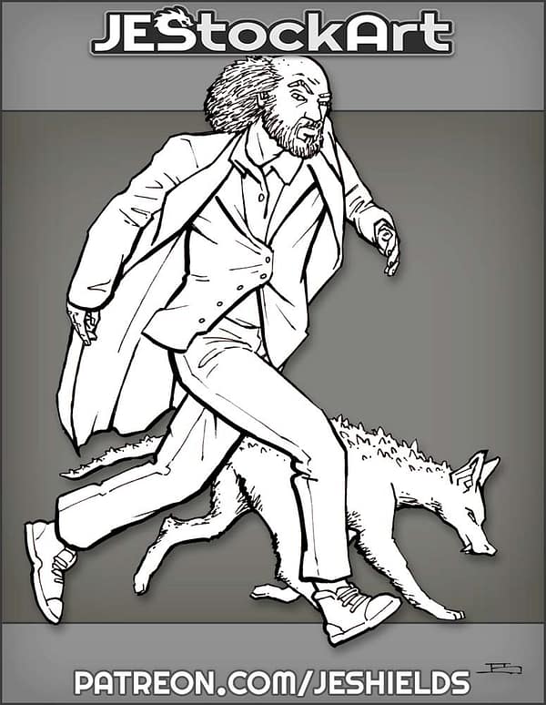 Nicely Dressed Scientist In A Hurry With Chupacabra by Jeshields
