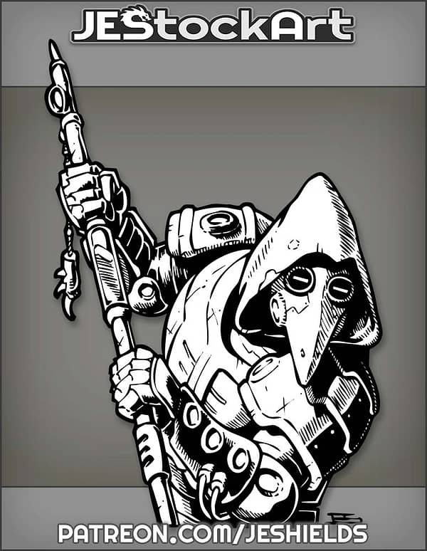 Hooded Plague Doctor Power Armor With Healing Stick by Jeshields