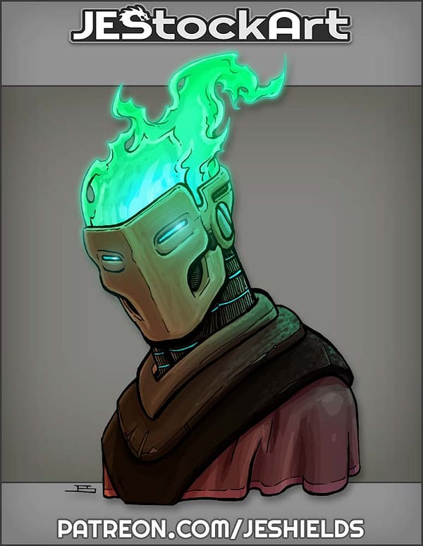 Villain With Flaming Hair And Mask by Jeshields