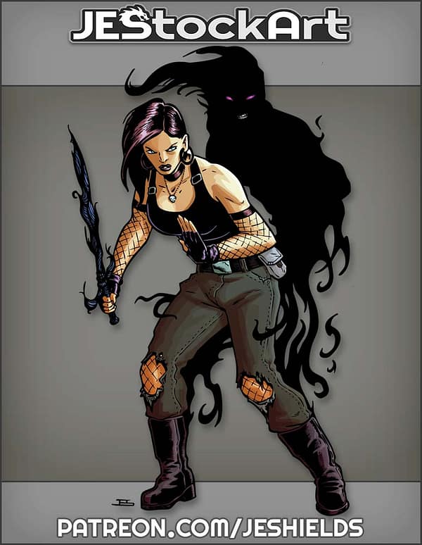 Shadow Warrior Woman With Dark Blade by Jeshields
