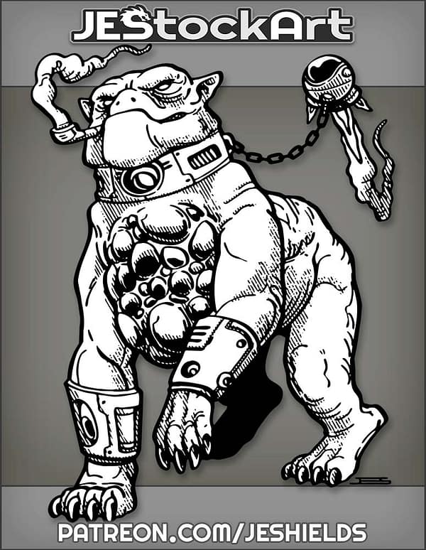 Sentient Alien Canine With Pipe And Robo Walker by Jeshields