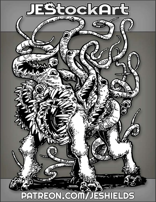 Tentacled Goat Deity with Multiple Eyes by Jeshields