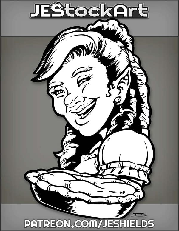 Female Halfling with Curly Hair and Pie by Jeshields