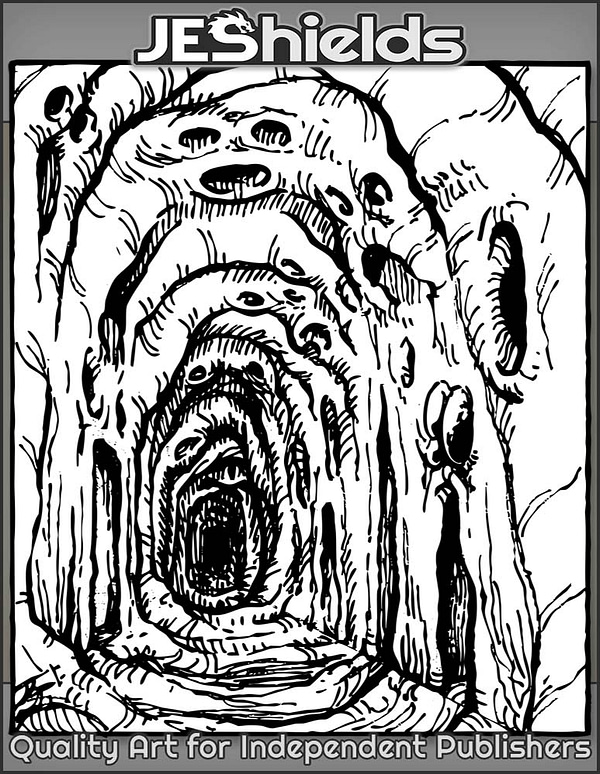 Dungeon Cavern Hallway with Alien Doorways by Jeshields