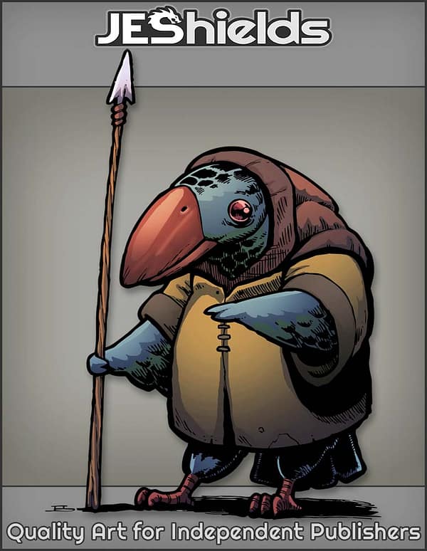 Spotted Avian Kenku Bird in Hood with Spear by Jeshields and Ben Soto