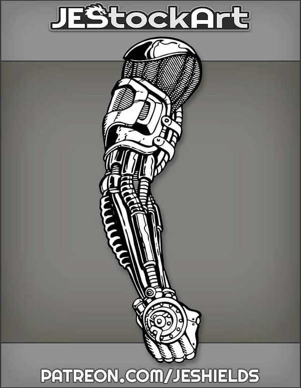 Disconnected Cybernetic Arm With Exposed Mesh And Tubes by Jeshields