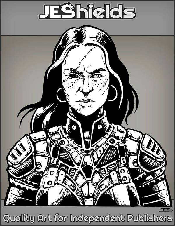 Armored Mercenary Female with Hoops by Jeshields