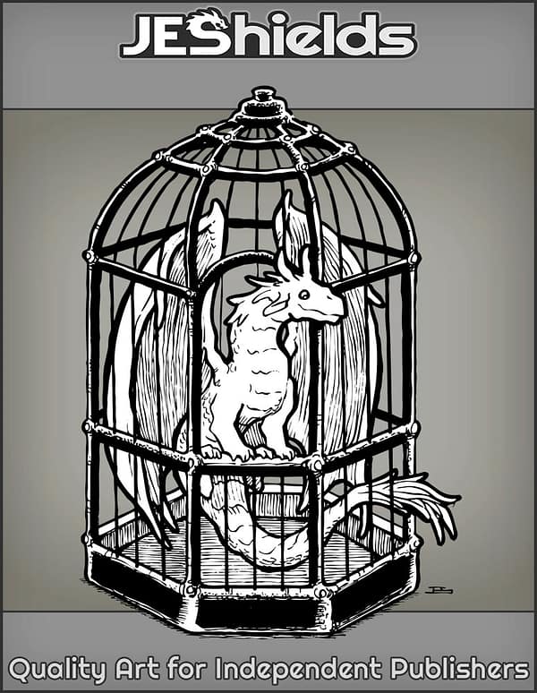 Tiny Happy Dragon Inside a Cage by Jeshields