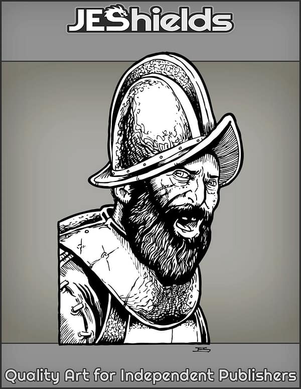 Conquistador Soldier with Beard and Rounded Helmet by Jeshields