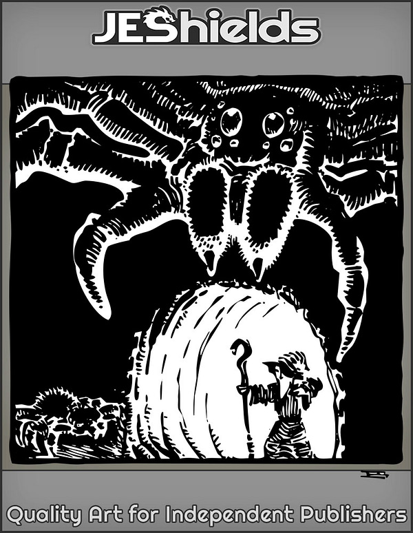 Giant Spider over Wizard in Tunnel by Jeshields