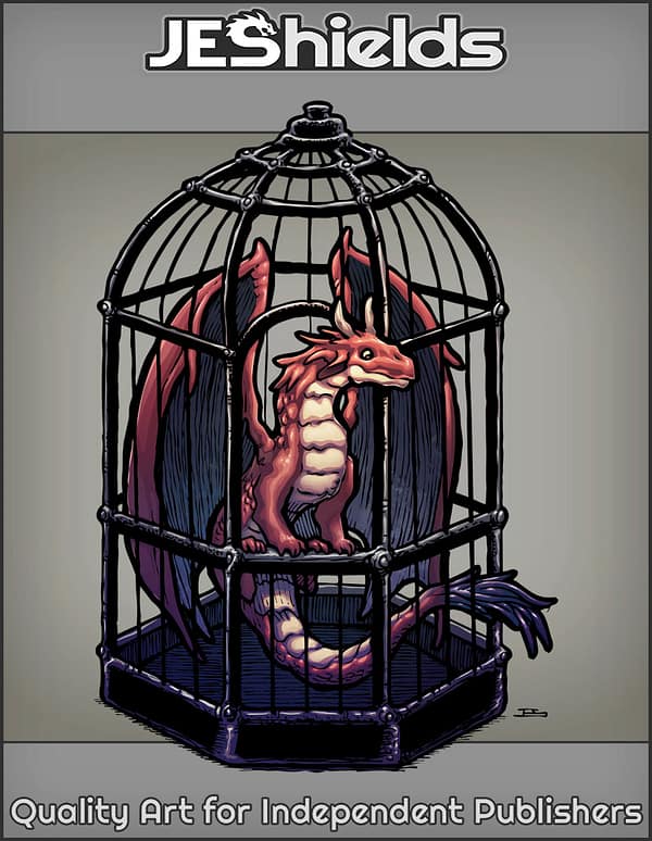 Tiny Happy Dragon Inside a Cage by Jeshields and Juan Gutierrez