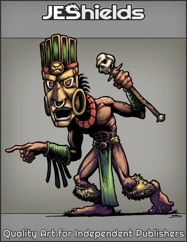 Witch Doctor with Tribal Mask and Scepter by Jeshields and Juan Gutierrez
