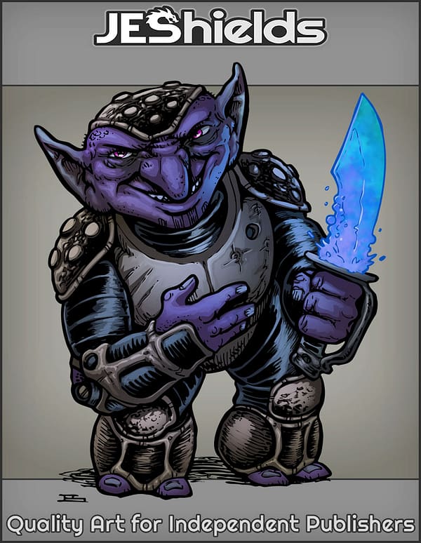 Goblin Holding Blade in Studded Armor by Jeshields and Juan Gutierrez