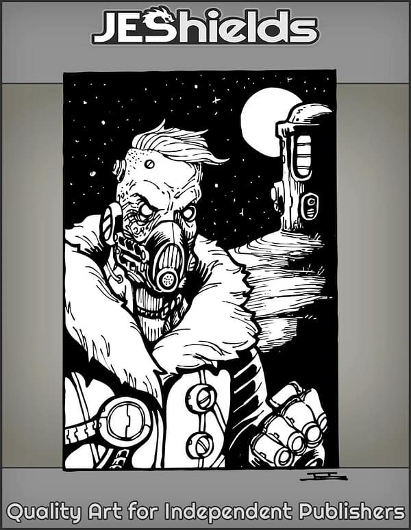Mercenary with Ventilation Mask beside Watchtower by Jeshields