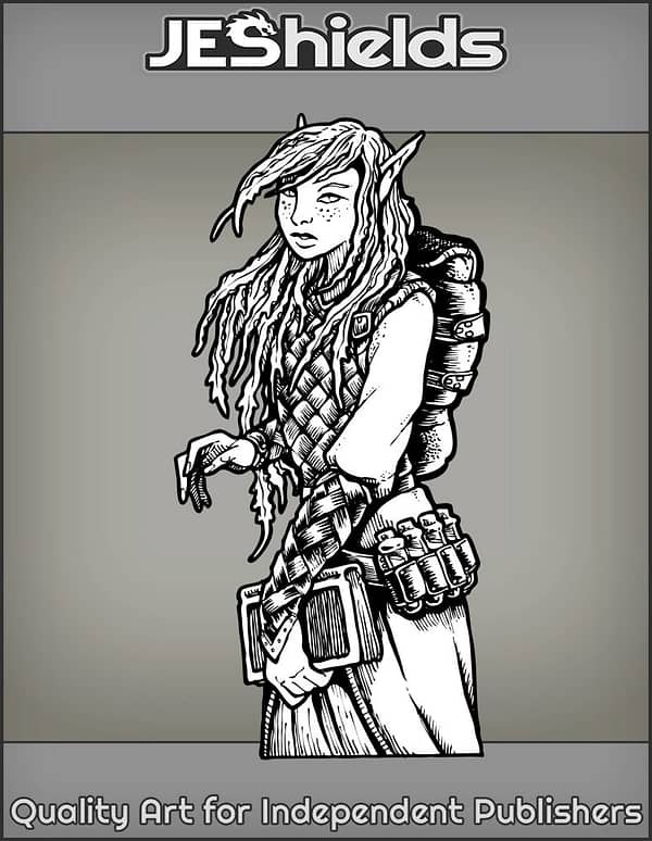 Female Alchemist Elf with Backpack by Jeshields