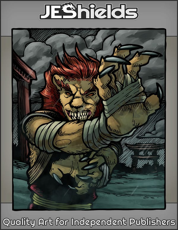 Mutant Lion Martial Artist in Storm by Jeshieldsand Juan Gutierrez