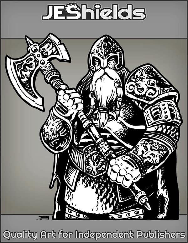 Cloaked Dwarf with Axe and Helm by Jeshields