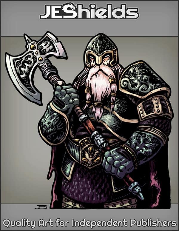 Cloaked Dwarf with Axe and Helm by Jeshields and Juan Gutierrez