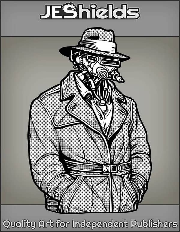 Robot Detective in Trenchcoat by Jeshields