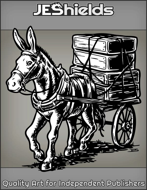 Donkey Pulls Wooden Cart by Jeshields