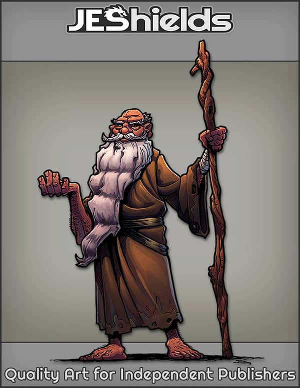Wise Old Man with Long Beard and Staff by Jeshields and Juan Gutierrez