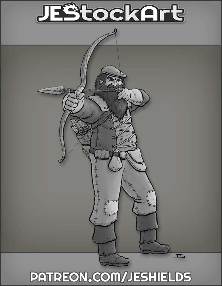 Rough Woodland Archer Aiming His Bow by Jeshields