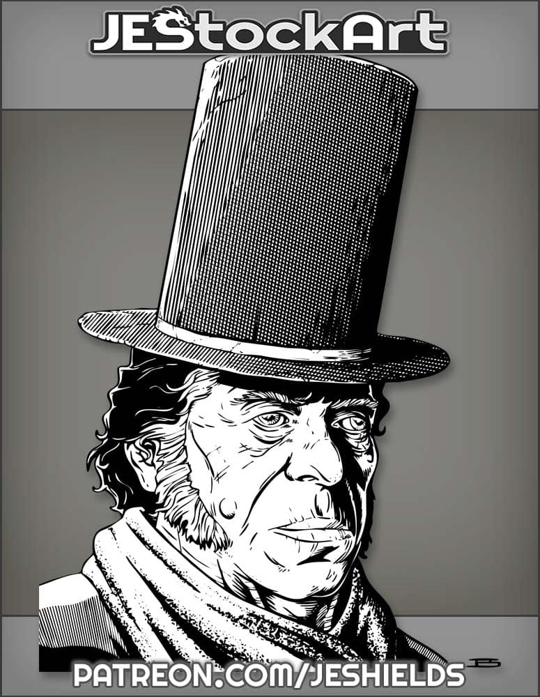 Older Gentleman With Mole Wearing Top Hat by Jeshields